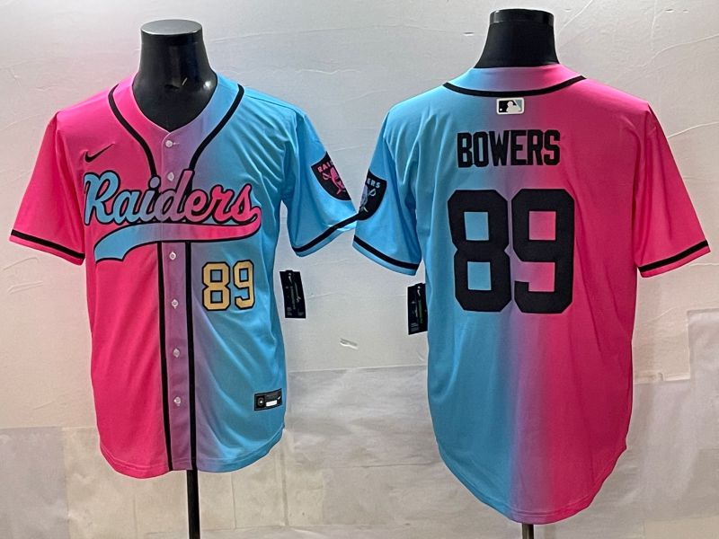 Men 2025 Oakland Raiders #89 Bowers Blue pink Nike Limited NFL Jersey style 004->oakland raiders->NFL Jersey